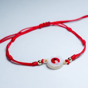 PULSERA OJO NAZAR ROJO CON ESFERAS